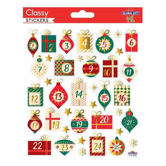 Stickers Calendrier De L'Avent - Lot De 24 Autocollants Ronds Numérotés Noël, 4 Cm, Pour DIY