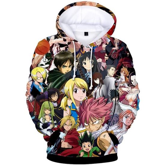 Vêtement Streetwear Harajuku Sweat à Capuche Fairy Tail - Style Anime Japonais Streetwear Unisexe Vêtement Anime Japonais