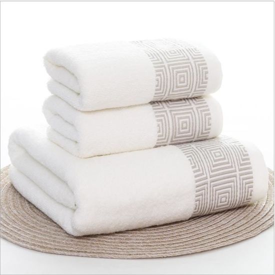 Stoex Lot De 1 Draps De Bain Et 2 Serviettes De Toilette De Bain En Coton Epaisses Blanc Achat Vente Serviettes De Bain Cdiscount
