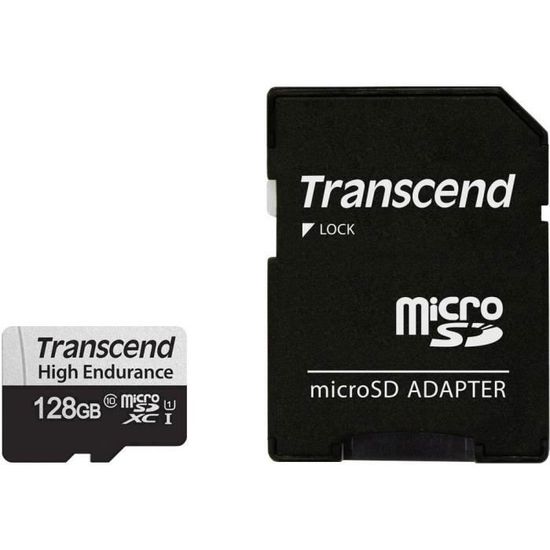 Carte mémoire flash TRANSCEND 128 Go 350V UHS-I U1 / Class10 MicroSDXC UHS-I