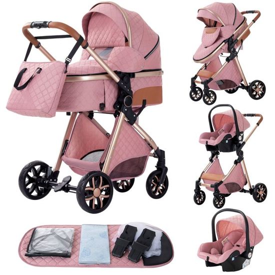 Passeggino 3 In 1 YAZOCO - Convertibile Con Cesto, Seggiolino Auto E Modalit&agrave; Letto | Grigio Scuro