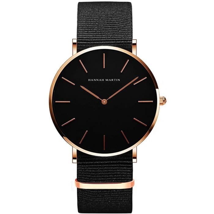 montres femme, allskid style minimaliste noir cadran nylon bande de montre élégant quartz étudiant montre bracelet women watches