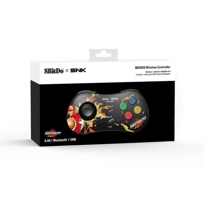 Rétrogaming-Terry Bogard Edition : 8Bitdo Manette Bluetooth Style SNK Neo Geo - compatible PC Windows, Android & Neo Geo Mini