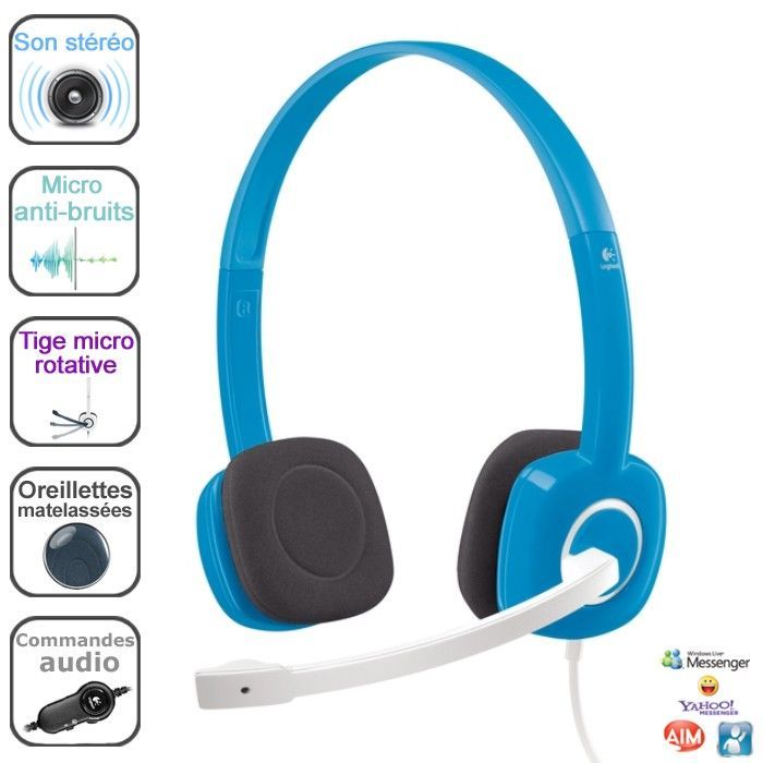 Logitech Stereo Headset H150 Micro casque sur oreille filaire myrtille