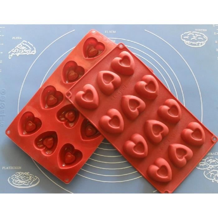 MOULE SILICONE SOUPLE 12 PETITS FOURS / Mini Savarin Coeur 29 X 18 - LaPetiteCaverne