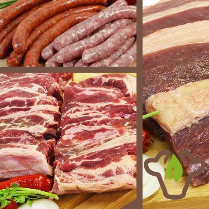 Un colis de viande Fraiche de boeuf 7 kg pour barbecue (morceaux de viande bovine) emballé sous vide produit Frais