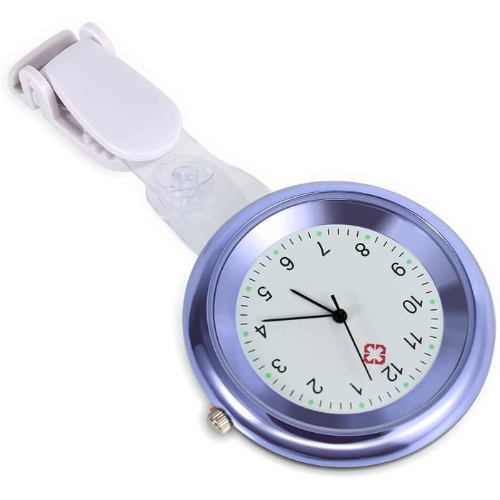 Montre de Poche avec épingle,Montre Infirmiere Clip Montre d’infirmière avec Broche en Silicone Montre Infirmiere a Pince,Voilet