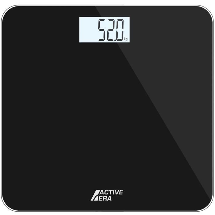 Active Era Pèse-personne électronique, Balance Design et ultra fine avec Capteurs Haute Précision (kg,lbs,stone) - Noir