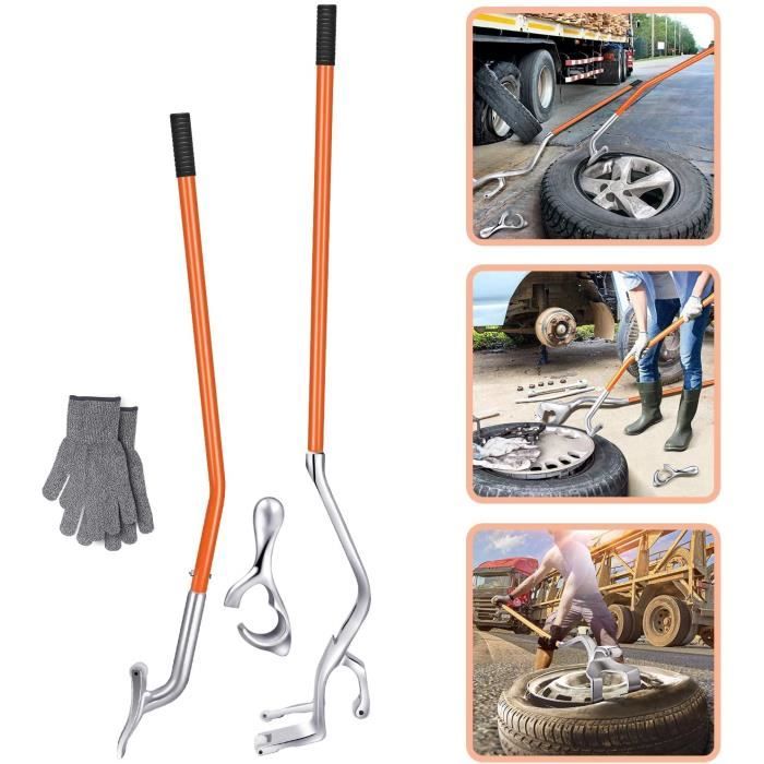 Changeur de Pneu en Acier, Trousse à Outils de démontage de Montage de Pneu de 17,5 po à 24 po, Outil de Changement de Pneu Manuel p
