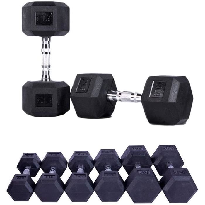 BARRE - HALTERE - POIDS Caoutchouc Hex Haltères 1 Pc - 2,5 Kg À 15 Kg Home Gym Fitness Exercice Entraîneme28