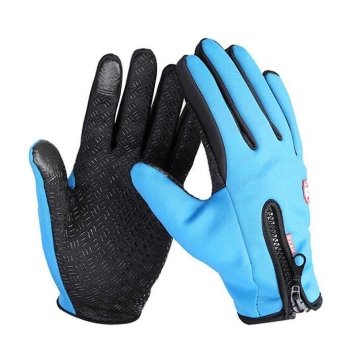 Gants moto vélo imperméable chaud conduire gants pour hommes et femmes bleu M L68026