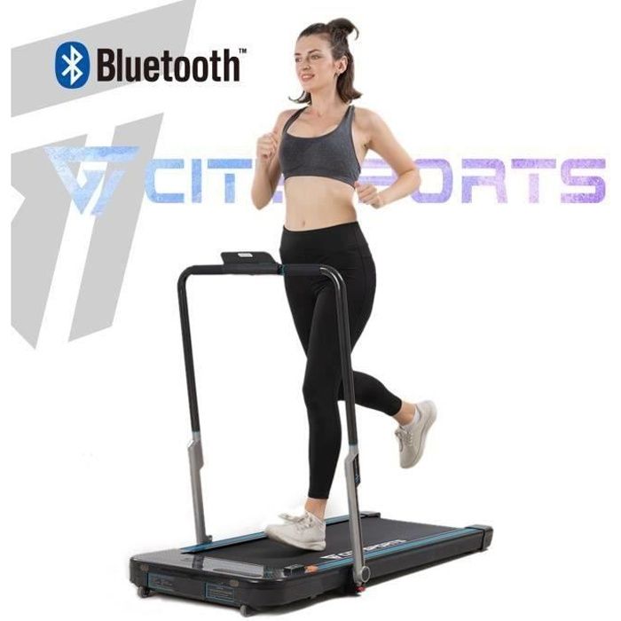 CITYSPORTS Tapis de Course avec l'accoudoir pliable et télécommande, vitesse réglable 1-8 km/h, rangement facile