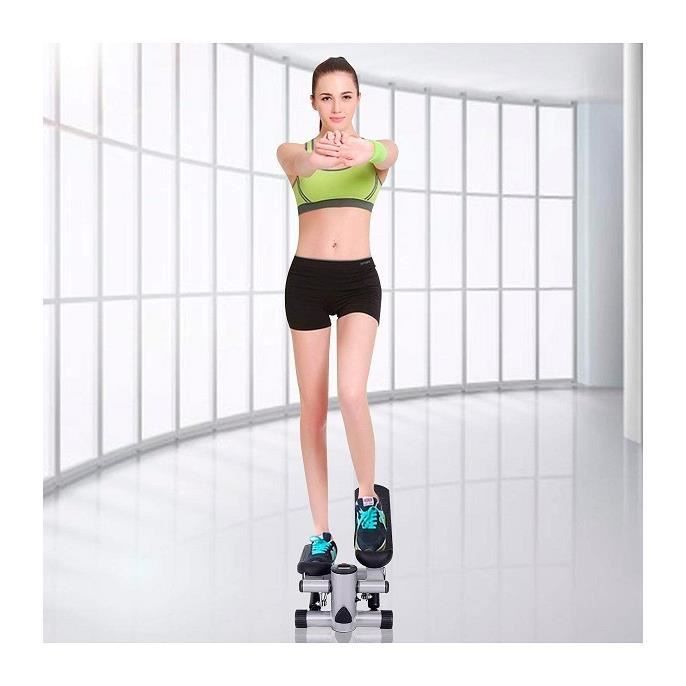 Stepper a Roue Résistance Hydraulic -MAX 100KG Avec 2 extenseurs Equipement d'exercice LCD. Vert