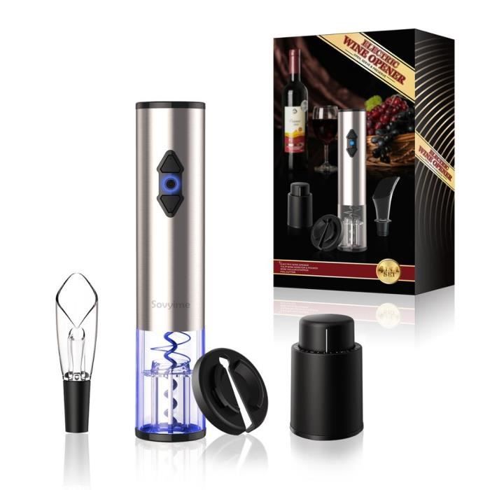 Tire-Bouchon,Ouvre bouteille électrique tire bouchon vin rouge ouvre bouteille automatique ensemble accessoires pour - Type Silver