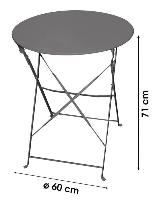 Table pliable an acier Mistral Anthracite D60 Gris