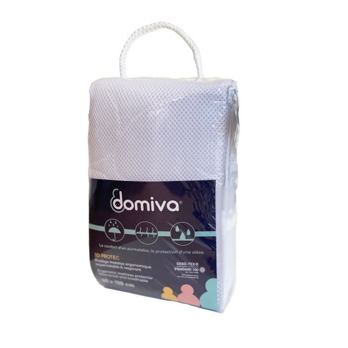 Protège matelas - Alèse DOMIVA Nova - 100% Polyester - Maille 3D - Blanc - 60 x 120 cm