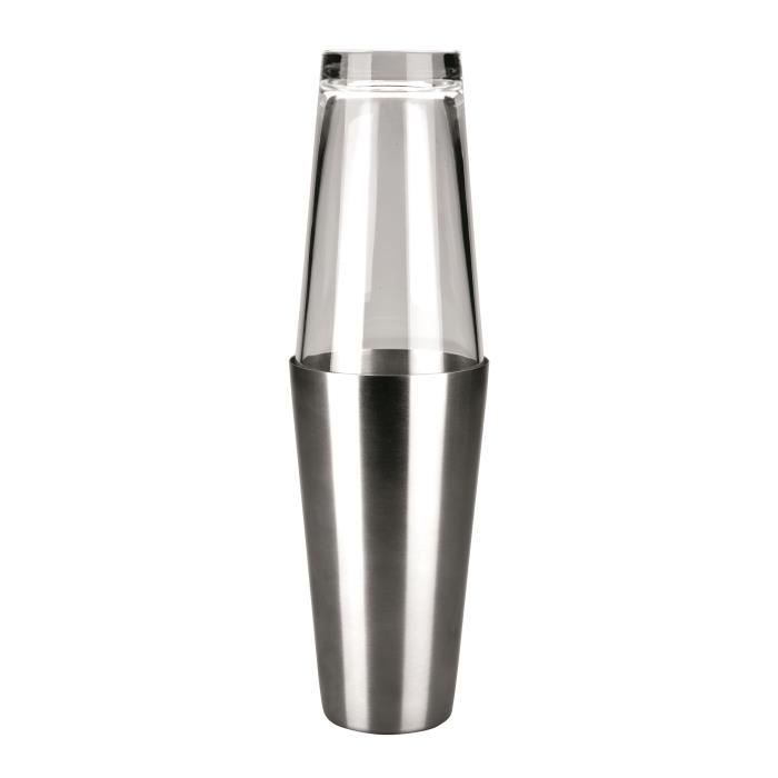 SHAKER INOX 18/10 ET VERRE - INOX DE QUALITE SUPERIEURE - CAPACITE 0.5 L - PASSE AU LAVE-VAISSELLE