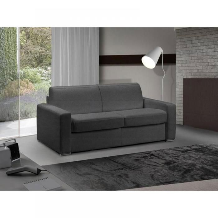 Canapé convertible EXPRESS 2/3 places en microfibre gris graphite - Couchage 120cm - Epaisseur matelas 18cm - MASTER