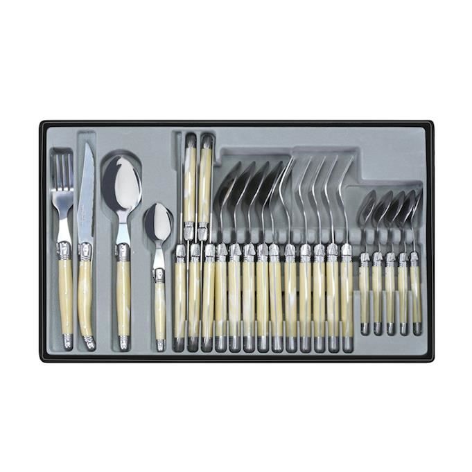 Laguiole - Ménagère 24 pièces Beige en acier