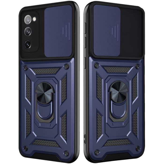 Samsung Galaxy S20 FE Coque de protection pour appareil photo avec couvercle d'objectif coulissant ultra-mince case,Bleu