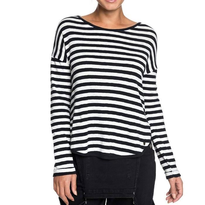 T-shirt manches longues noir/blanc Femme Roxy