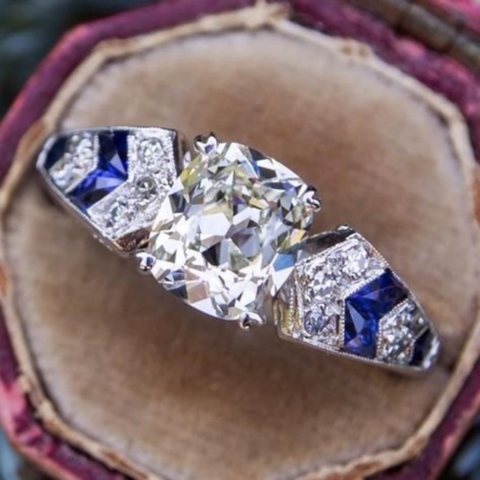 Bague de fiançailles Art Déco avec bague en argent sterling sertie de diamants taille, occasion d'occasion  France