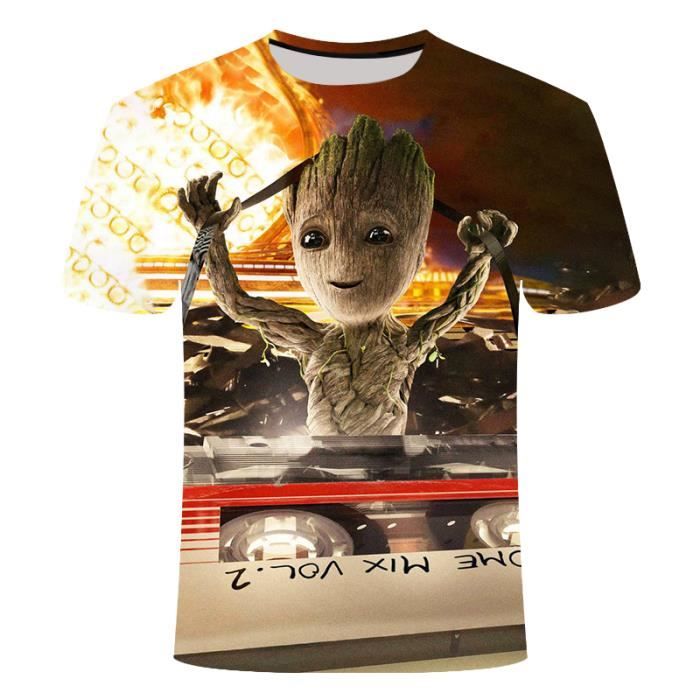 T-shirts Hommes-Femmes,T-shirt homme, femme, pot de fleurs, super hero Groot, film guardian de la galaxie, imprimé en 3D