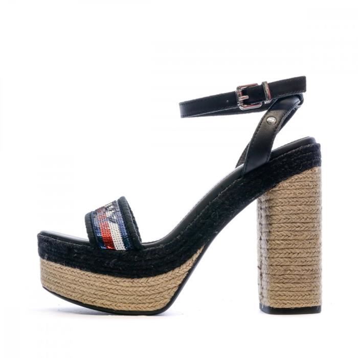 Sandales à talon Noir Femme Tommy Hilfiger Sequins