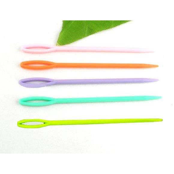 Lot de 5 ou 10 aiguilles plastique à laine tricot couture canevas tapisserie création (x5)