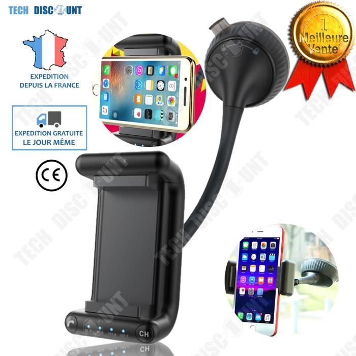 TD® Support de téléphone portable Bluetooth pour voiture pour lecteur de musique mp3 intelligent mains libres haute performance soli