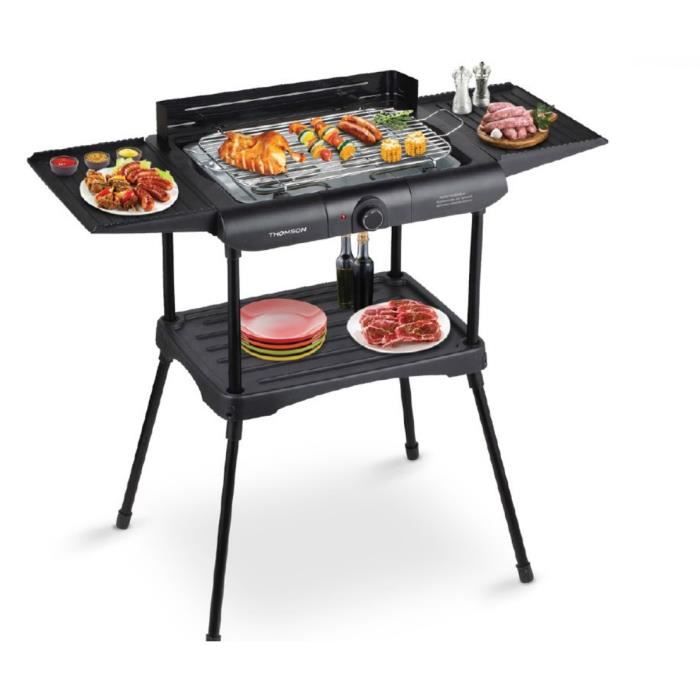 THOMSON THBB66368 - Barbecue Electrique sur pieds - 2000 W - Gril détachable - Sécurité Anti-surchauffe