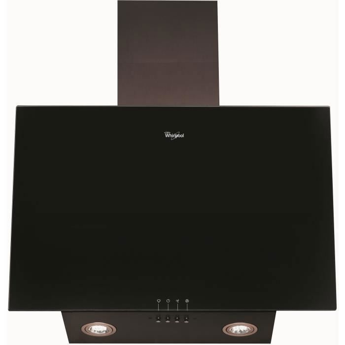 WHIRLPOOL AKR037GBL - Hotte murale verticale-Evacuation / Recyclage-647 m3 air / h-70 dB max-3 vitesses-L 60 cm-Noir