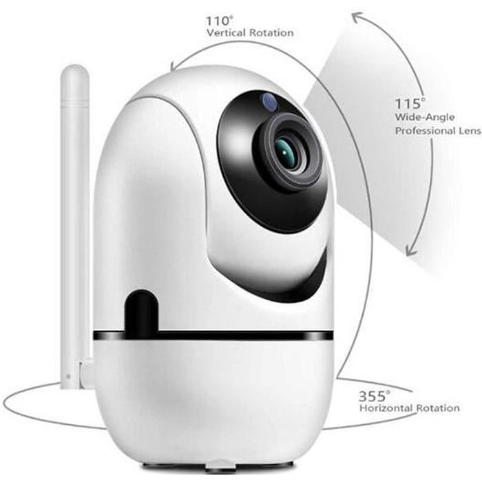 Babyphone vidéo Wi-Fi caméra Caméra vidéo HD avec détecteur de mouvement automatique à vision de nuit blanc
