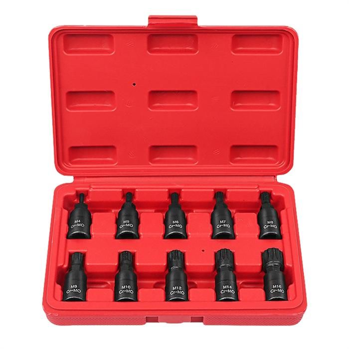 Jeu De 15 Douilles à Rotule Universelles 3/8" – Faible Profondeur, Revêtement Manganèse