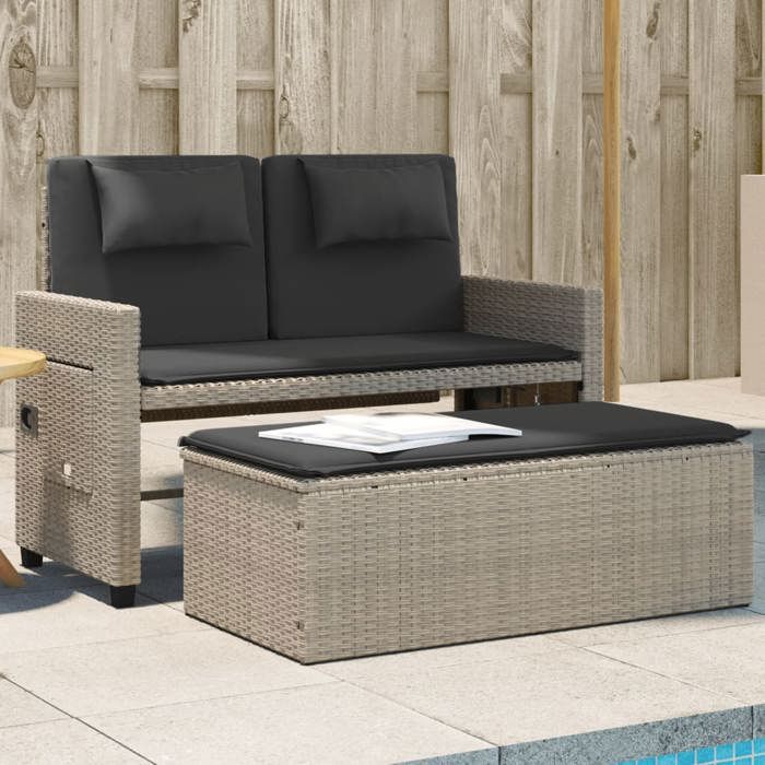 vidaXL Banc inclinable jardin coussins