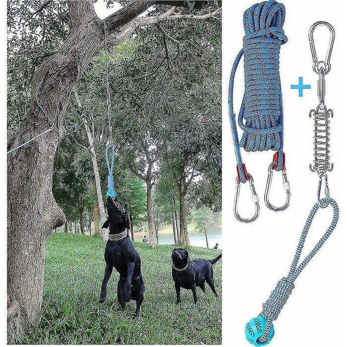 Ensemble de jouets de barre ressort pour chien exercice suspendu en plein air corde de coton jouet de dent de couleurs multiple YYV