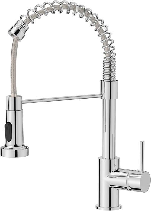Robinet mitigeur d'évier de cuisine avec pulvérisateur, robinets de cuisine à arc élevé pivotant à 360 degrés, robinet d'eau vintage à une poignée avec un tuyau d'eau chaude doré rose doré de