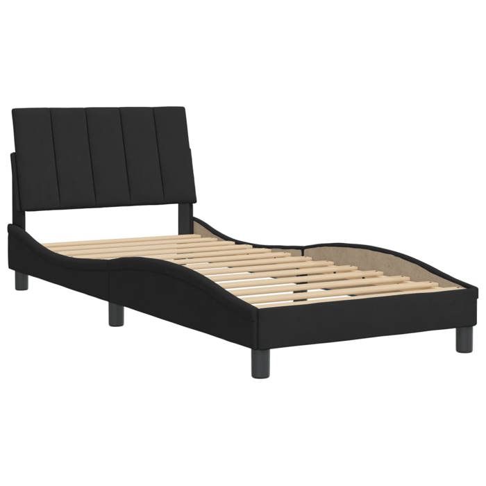 Cadre de lit simple - CLOUD - sans matelas - noir - 90x190 cm - velours LL0000273180