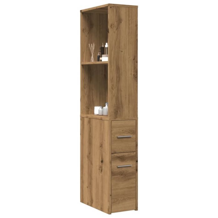 vidaXL Armoire de salle de bain étroite avec roulettes chêne artisanal 855303