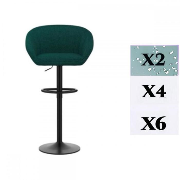 Tabouret Bar Lot de 2 - MIPAN - Chaise Bar en Tissu Réglable  Chaise Haute Cuisine avec Repose-Pieds pour Bar/Cuisine Vert