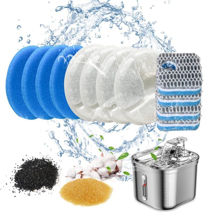 Comparer les prix de 4 Pcs Filtre pour Fontaine Eau Chat WF120,Filtre de Remplacement pour 2,2L Fontaine à Chat Chien en Acier Inoxydable,Triple