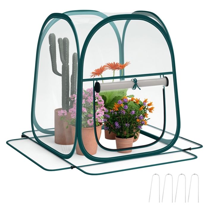 Mini serre de jardin - Outsunny - pop up - en PVC transparent - pour intérieur ou extérieur - pour légume fleurs - 70 x 70 x 80 cm