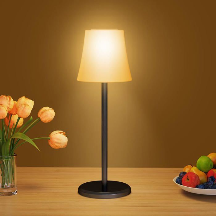 Lampe de Table Sans Fil Rechargeable Lampe de Chevet Luminosité Réglable 3 Températures de Couleur et RGB IP54