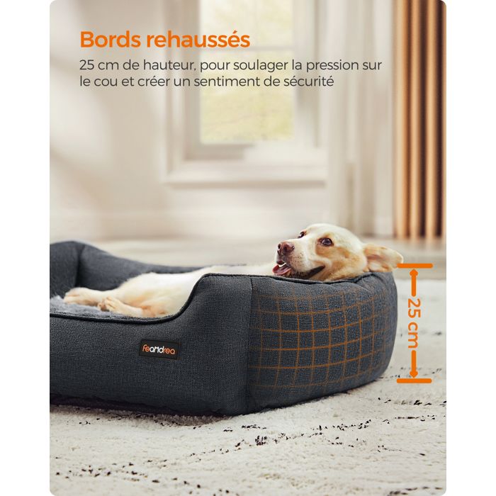 Panier pour Chiens Bords Rehaussés Antiglisse Housse Amovible Lavable Taille L pour Chiens Moyen 90 x 75 x 25 cm Gris Foncé Panier pour Chiens Bords Rehaussés Antiglisse Housse Amovible Lavable Taille L pour Chiens Moyen 90 x 75 x 25 cm Gris Foncé