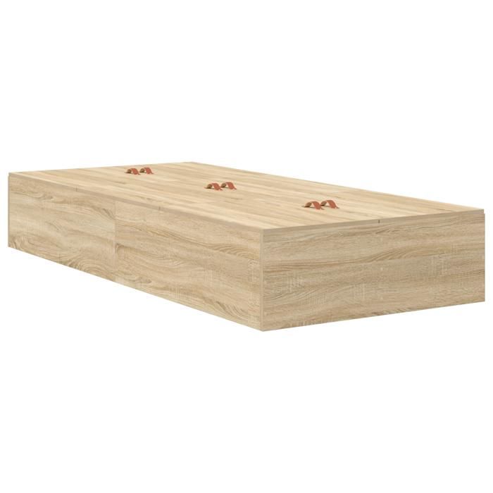 PROMOTION Lit Coffre Scandinave Cadre de Lit de Rangement Lit 1 personnes - en chêne Sonoma 100x200 cm 24368 - BestMeuble