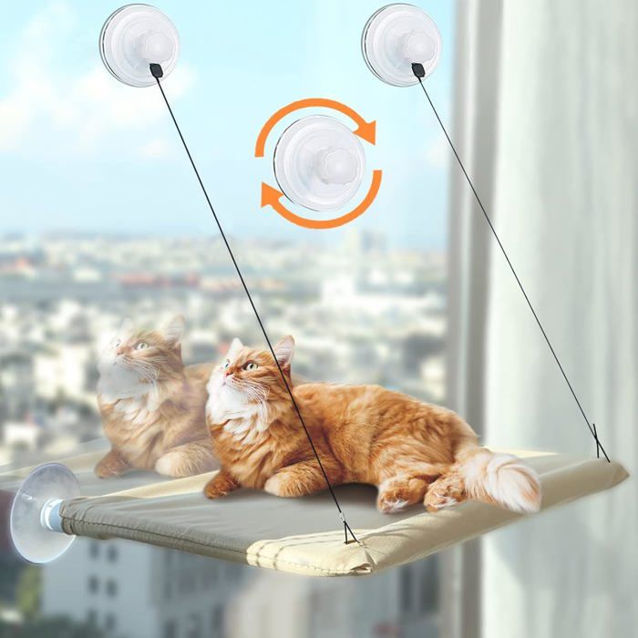 Hamac Chat pour Fenêtre - Grande Étagère Murale Fauteuil Inclinable Jusquà 25 kg Lit Super Stable pour Bronzer 54x30CM