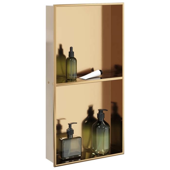 Meilleurs prix pour (ON SALE)Niche de Douche - Niche Salle de Bain doré brossé 32x62x9 cm acier inoxydable EU739171