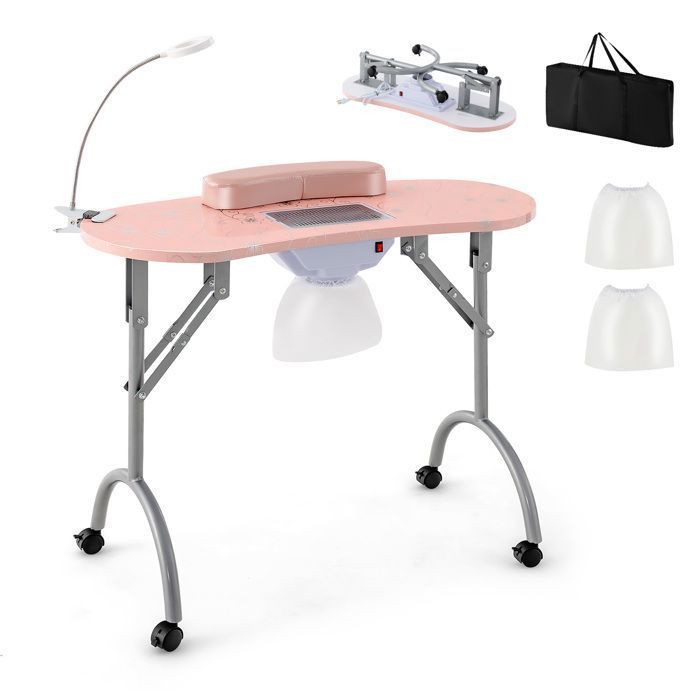 Table De Manucure Pliable Avec Aspirateur Intégré - Transportable, Seulement 12 Kg - Neuf
