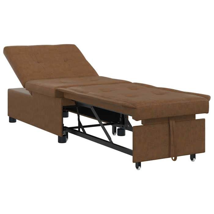 CHIC Canapé-Lit - Lit gigogne Convertible - Marron 67 x 194 x 38 cm Cuir suédé faux - 67x194x36 cm 592291 S11