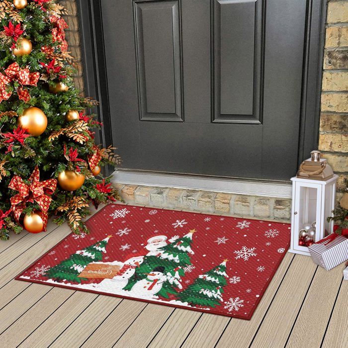 Paillasson De Noël Père Noël – Tapis De Bienvenue 40 X 80 Cm, Antidérapant, Jute Naturelle, Décoration Festive